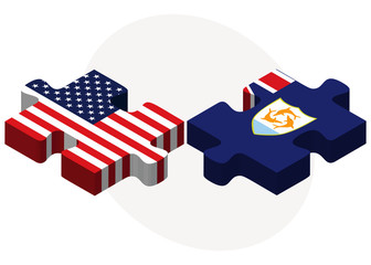 USA and Anguilla Flags in puzzle