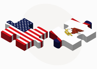 USA and American Samoa Flags in puzzle