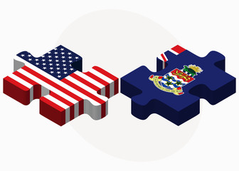 USA and Cayman Islands Flags in puzzle