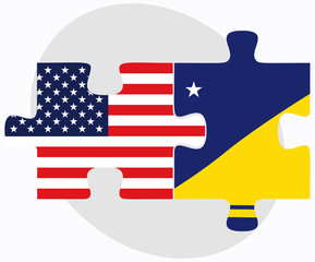 USA and Tokelau Flags in puzzle