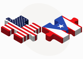 USA and Puerto Rico Flags in puzzle