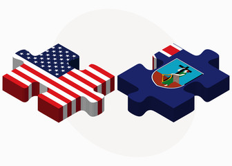 USA and Montserrat Flags in puzzle