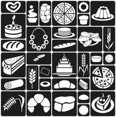 Baking icons on black