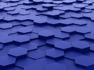Obraz premium background of 3d blue hexagon blocks