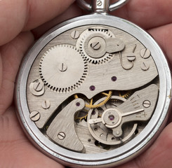 clock mechanism on the white background