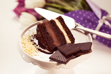 Chocolate cake on stand 