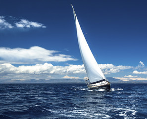 Fototapeta na wymiar Sailing yacht race, picture with space for logos.
