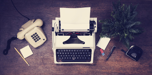 Top view of a vintage office