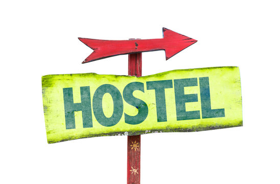 Hostel sign isolated on white