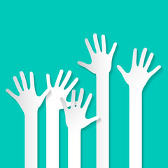 Fototapeta premium Voting Hand - Paper Cut Palm Hands Set