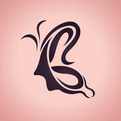 Butterfly and women logo vector