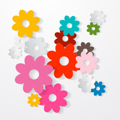 Paper Cut Vector Colorful Flowers Set