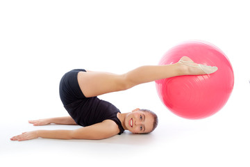 Fototapeta premium Fitness fitball swiss ball kid girl exercise workout