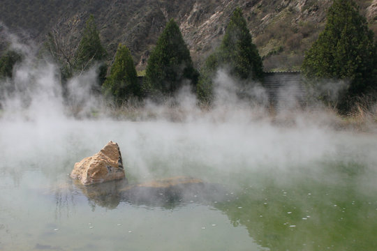 The hot mineral water springs in Rupite, Bulgaria