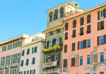 Fototapeta premium Mediterranean architecture in the port if Genoa, Italy