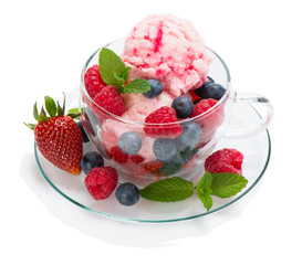 Berry ice cream with fresh berries
