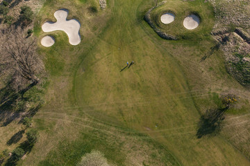 Aerial view over golf field