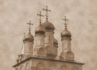Domes and crosses Transfiguration Church in the Yar in Ryazan