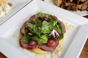 Salad with ham and lettuce