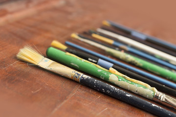 Fototapeta premium Old Used Paint Brushes