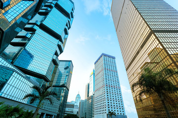 low angle view of skyscrapers in modern city