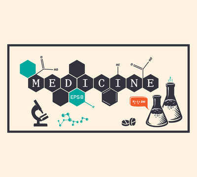 Medicine Text, Banner. Vector Illustration