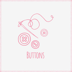 Vector illustration. Hand-drawn buttons and needle.