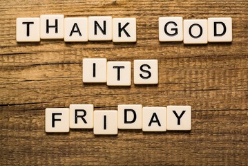 Friday. Thank God It&#39;s Friday card with colorful background