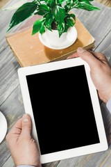 Ipad. Digital tablet computer with isolated screen in male hands