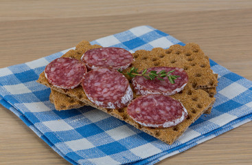 Crispbread with salami