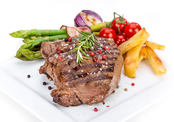 Beef steak on white background