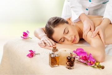 Obraz na płótnie Canvas Spa. Masseur doing massage on woman body in the spa salon