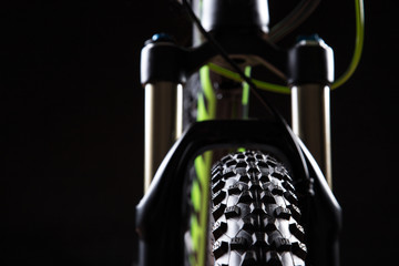close-up of a mountain bike spring fork