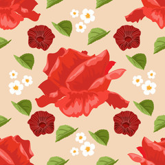 Seamless background with roses. Vector illustration