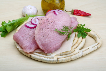 Raw turkey steak