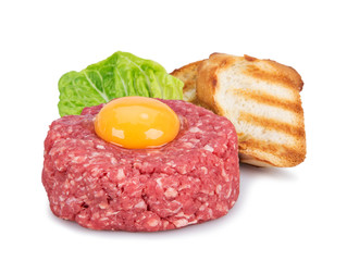 fresh beef tartar with egg