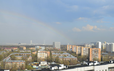 rainbow and rooftops city