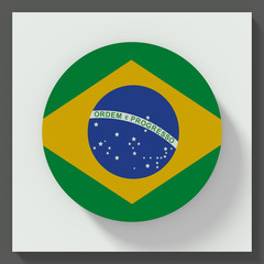 Button Brazil flag isolated on white background