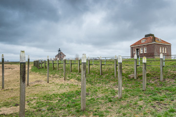 Storm clouds over the old port of schokland, Netherlands