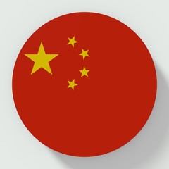 Button China flag isolated on white background