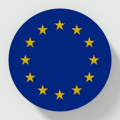 Button European Union flag isolated on white background