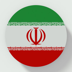 Button Iran flag isolated on white background