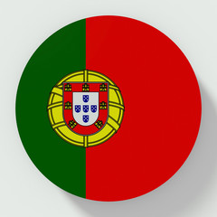 button Portugal flag isolated on white background
