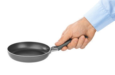 Hand with frying pan