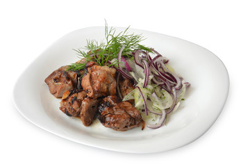 шашлык из баранины с луком и зеленью