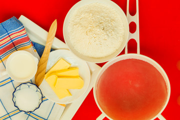 Preparation for baking, bake ingredients.