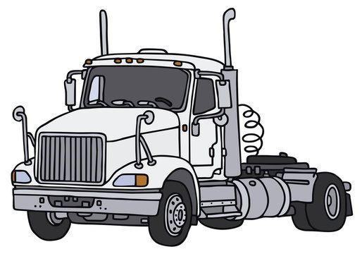 Hand drawing of a white american truck