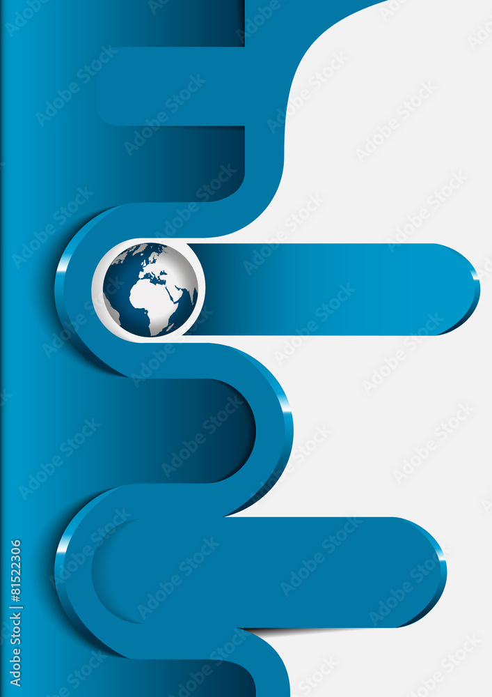 Aufkleber Blue background of a brochure with globe and 3d wave