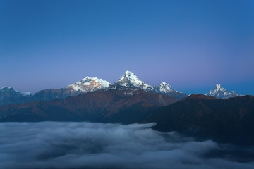 Annapurna I Himalaya Mountains View from Poon Hill 3210m at suns