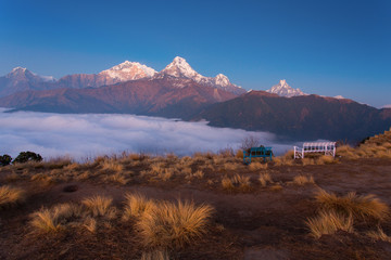 Annapurna I Himalaya Mountains View from Poon Hill 3210m at sunr